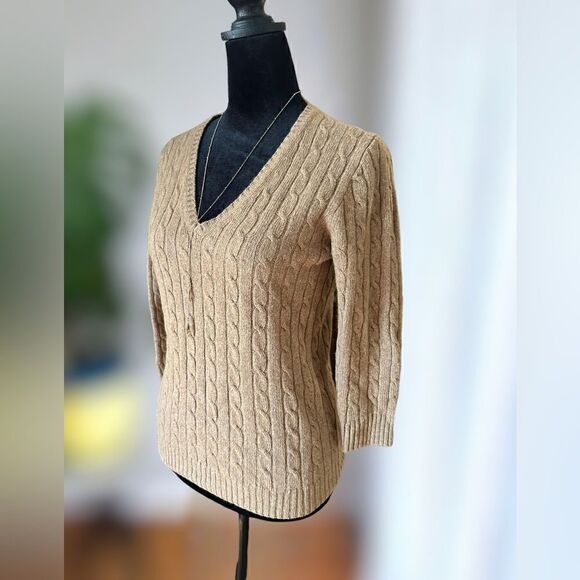 J Crew Merino Wool Cableknit V-Neck Sweater Size S - Picture 7 of 14